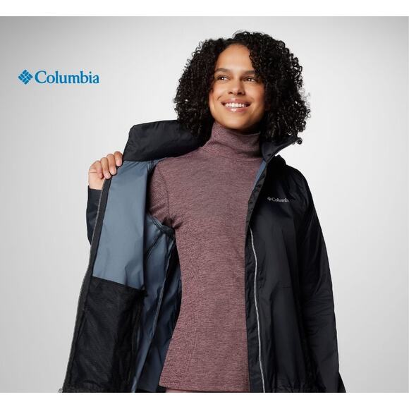 Columbia Womens Switchback IV Jacket Rain Sz M Medium Black Packable Omni-Shield - Picture 7 of 10